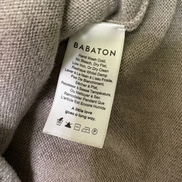 Babaton By Aritzia Womens Large Soft Brown 100% Merino Wool Crewneck Sweater Lux - Picture 4 of 9